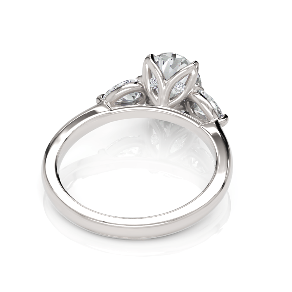 AGI Design Lindsey  Oval  Moissanite with Pear Shape Lab Diamonds Tulip Engagement Ring