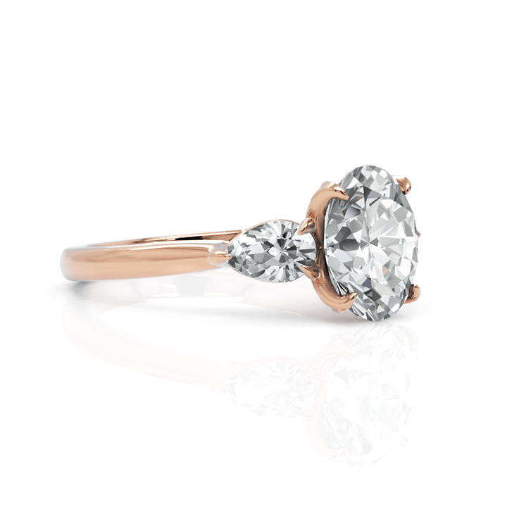 AGI Design Lindsey  Oval  Moissanite with Pear Shape Lab Diamonds Tulip Engagement Ring