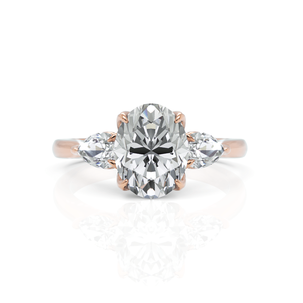 AGI Design Lindsey  Oval  Moissanite with Pear Shape Lab Diamonds Tulip Engagement Ring