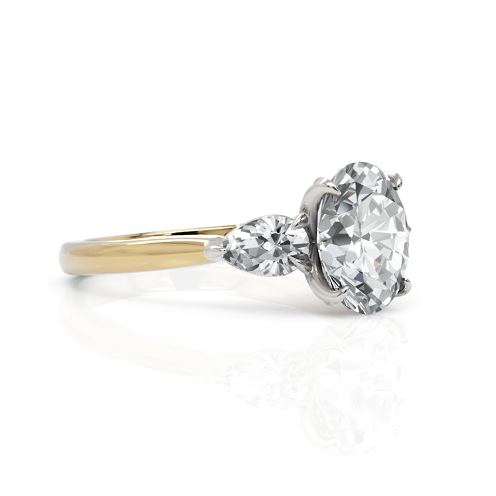 AGI Design Lindsey  Oval  Moissanite with Pear Shape Lab Diamonds Tulip Engagement Ring