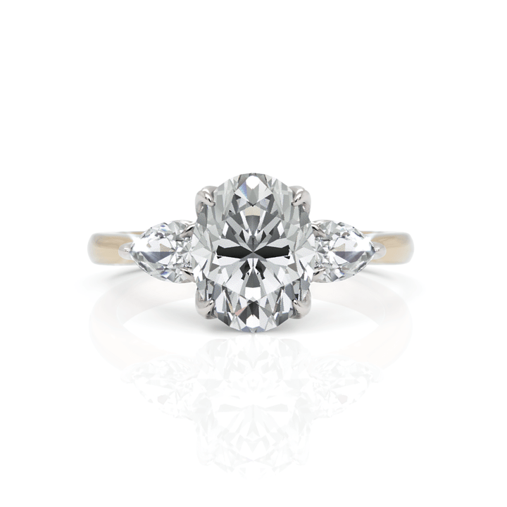 AGI Design Lindsey  Oval  Moissanite with Pear Shape Lab Diamonds Tulip Engagement Ring