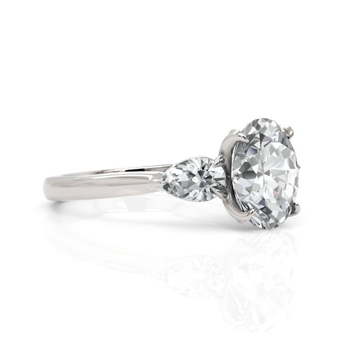 AGI Design Lindsey  Oval  Moissanite with Pear Shape Lab Diamonds Tulip Engagement Ring