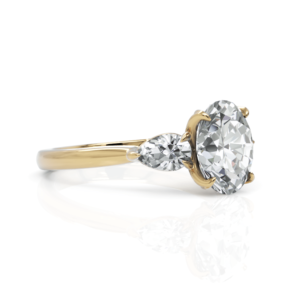 AGI Design Lindsey  Oval  Moissanite with Pear Shape Lab Diamonds Tulip Engagement Ring