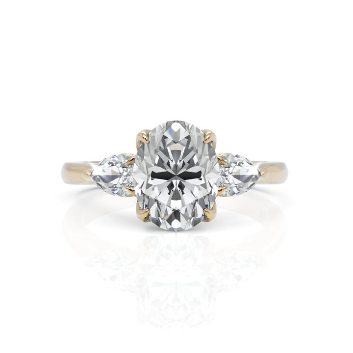 AGI Design Lindsey  Oval  Moissanite with Pear Shape Lab Diamonds Tulip Engagement Ring