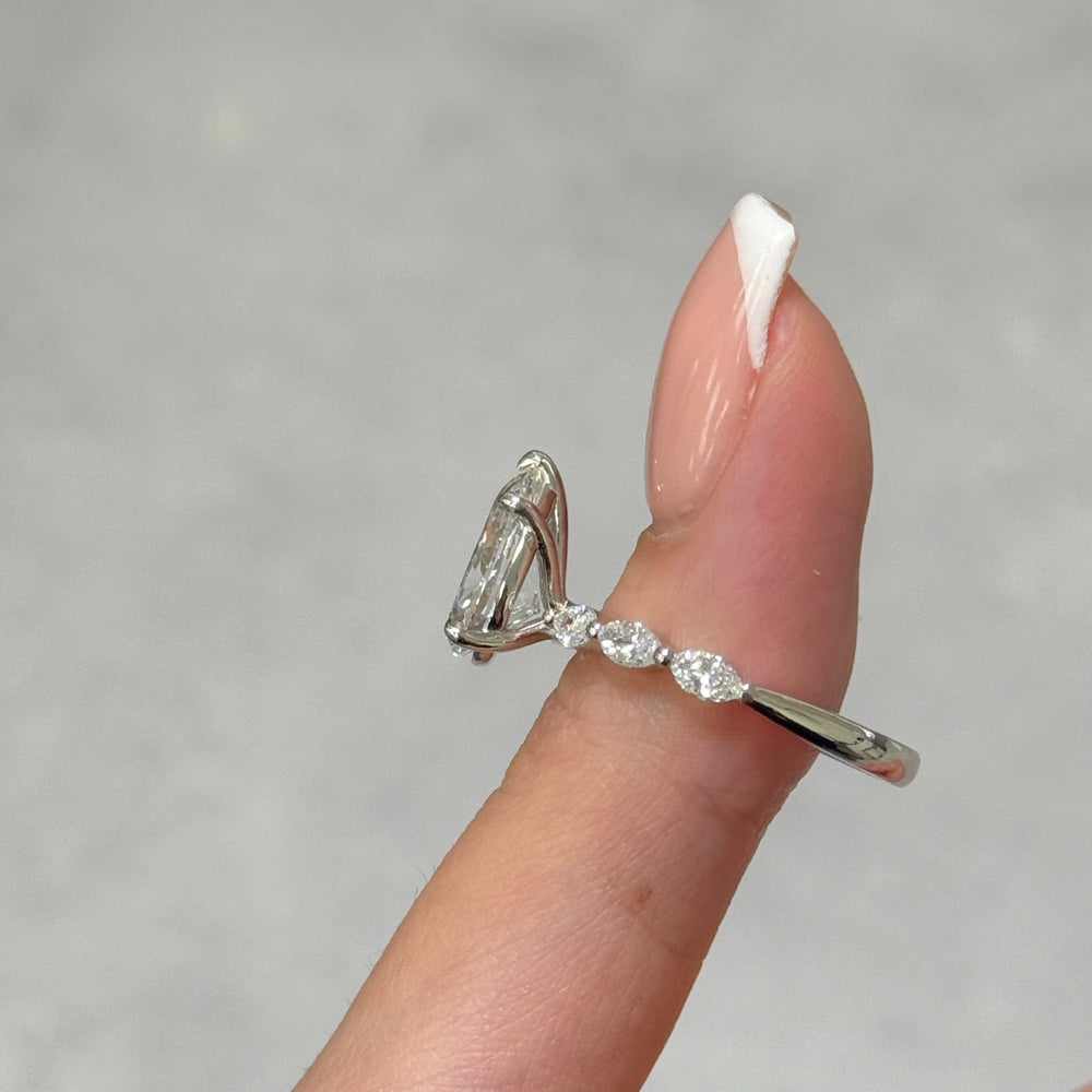 AGI Design Lira Pear lab-created diamond engagement ring