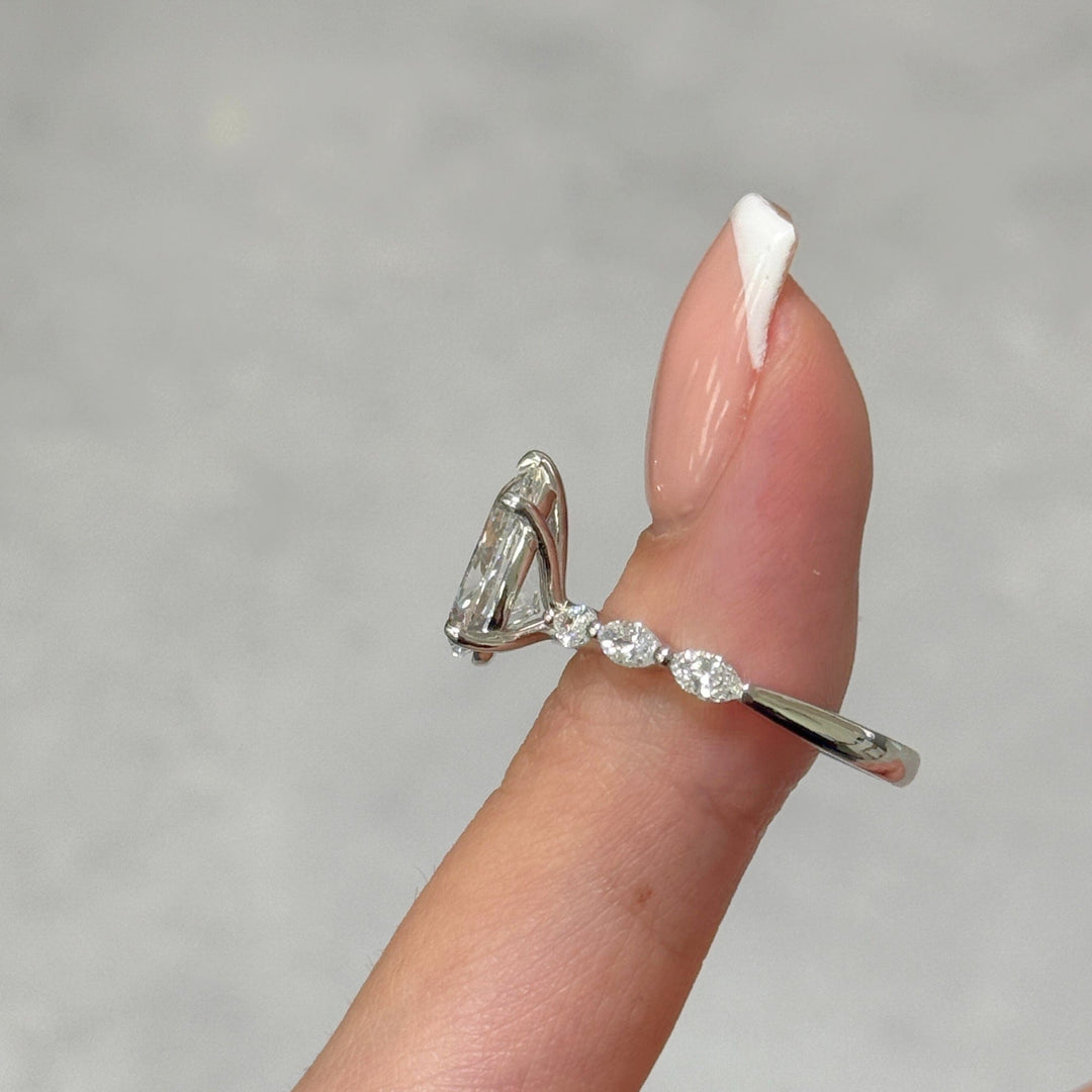 AGI Design Lira Pear lab-created diamond engagement ring