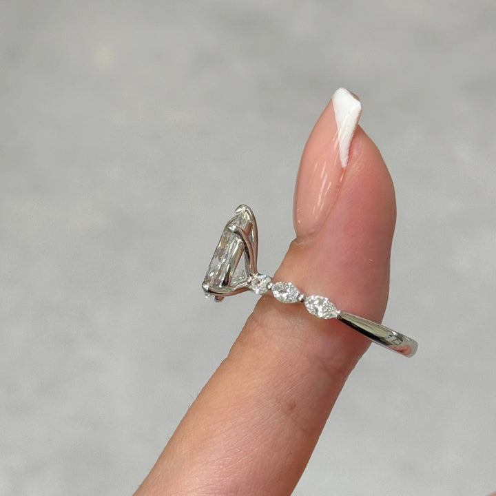 AGI Design Lira Pear lab-created diamond engagement ring