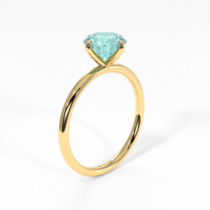 AGI Design Lisa Round Aqua-Teal Moissanite Engagement Ring