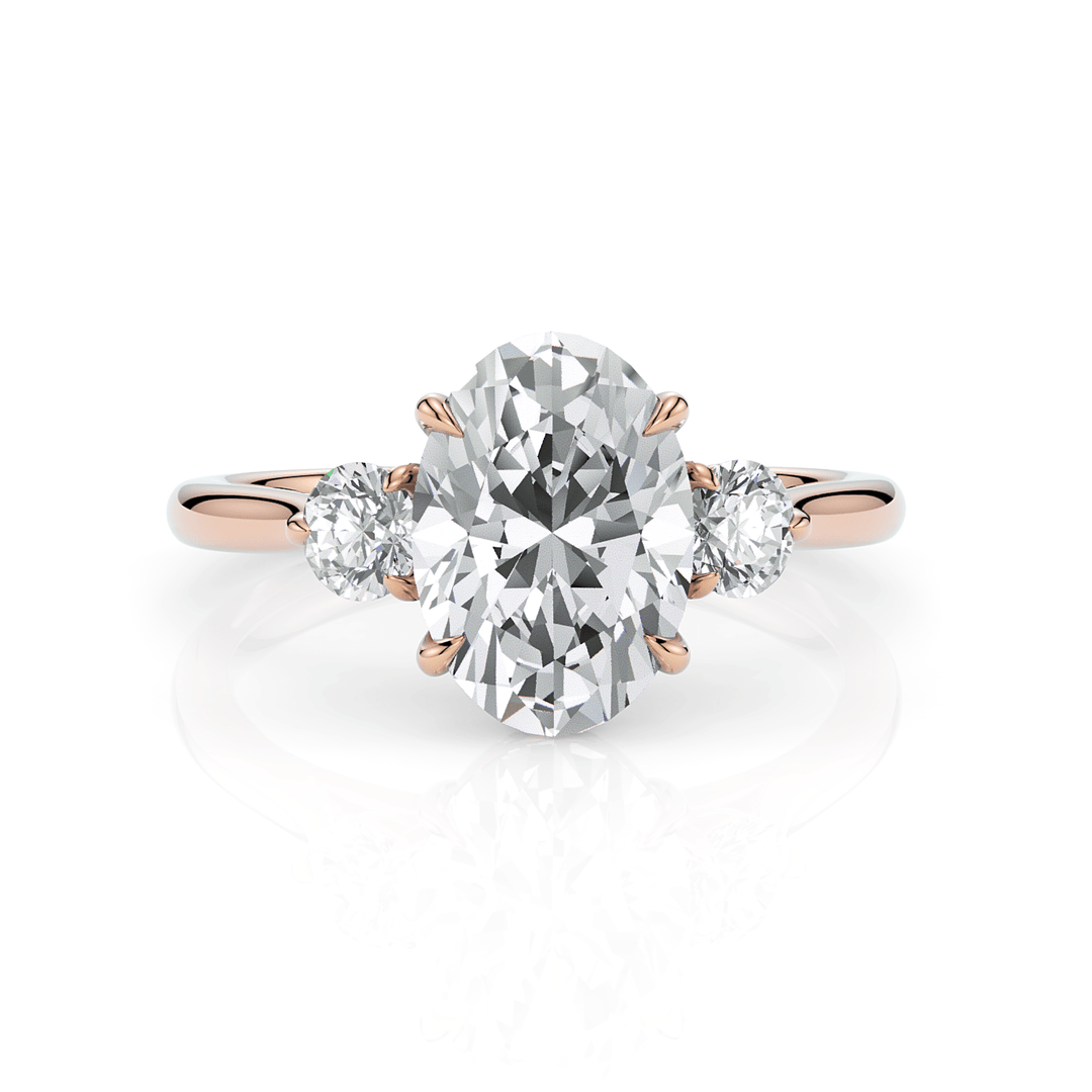 AGI Design Lucy Oval Moissanite with Round Lab Diamonds Engagement Ring