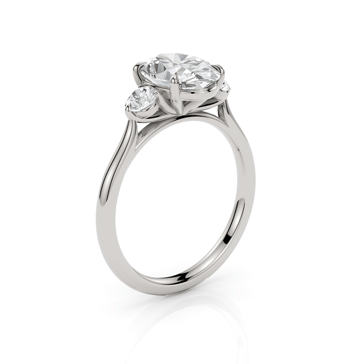 AGI Design Lucy Oval Moissanite with Round Lab Diamonds Engagement Ring
