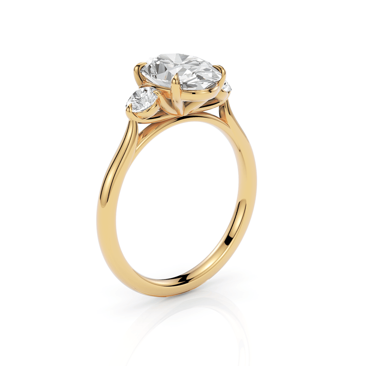 AGI Design Lucy Oval Moissanite with Round Lab Diamonds Engagement Ring