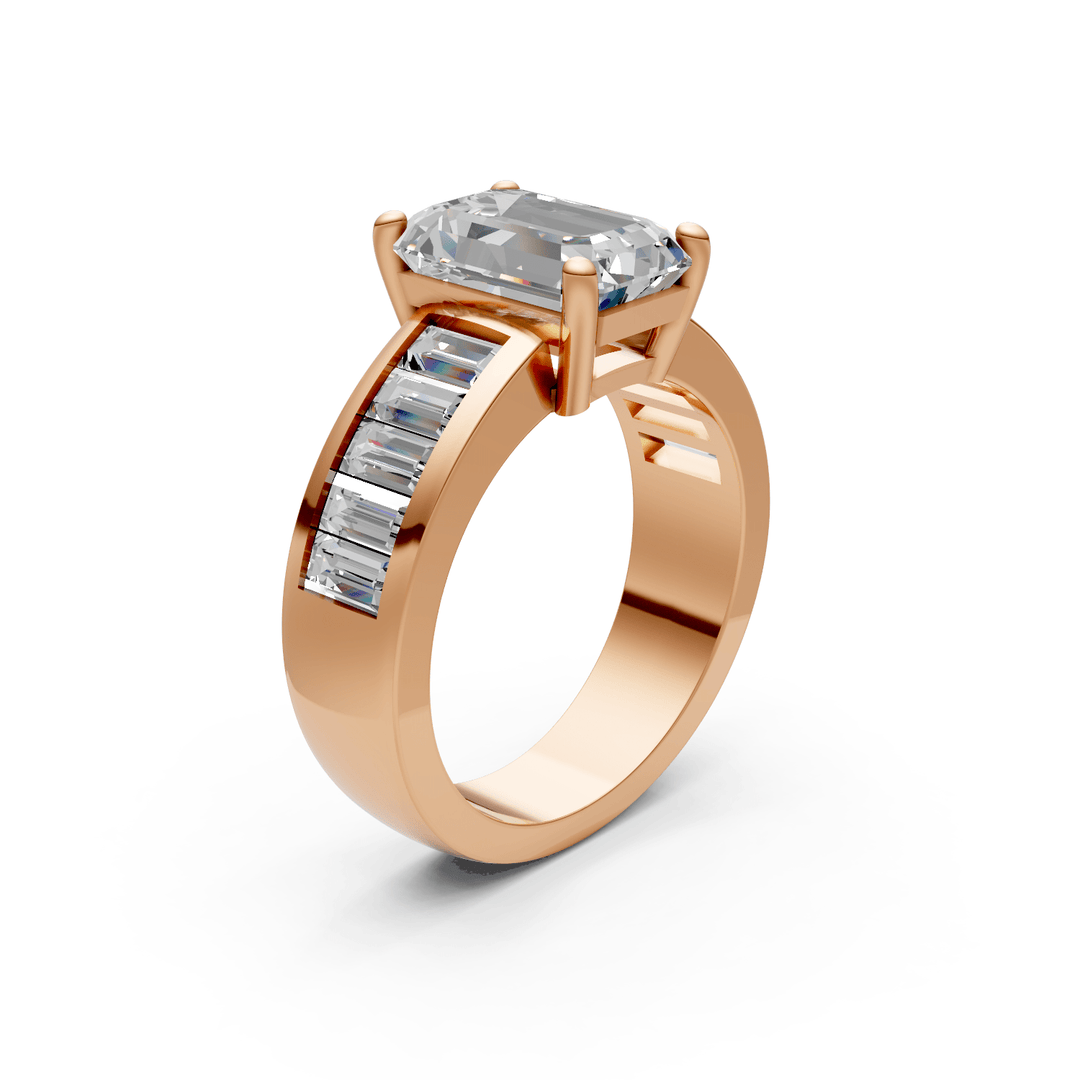 AGI Design Mady Radiant/Emerald Lab Created Diamond Engagement Ring