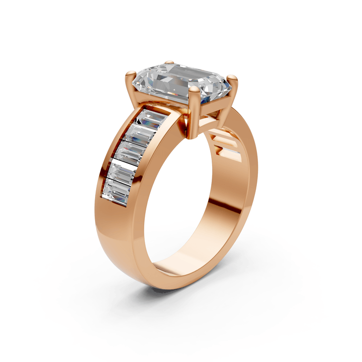 AGI Design Mady Radiant/Emerald Lab Created Diamond Engagement Ring