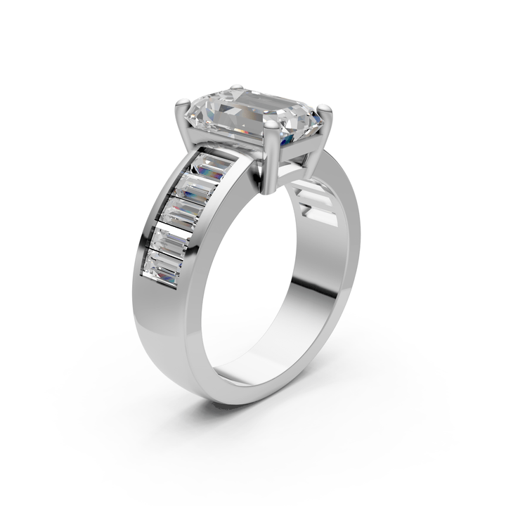 AGI Design Mady Radiant/Emerald Lab Created Diamond Engagement Ring