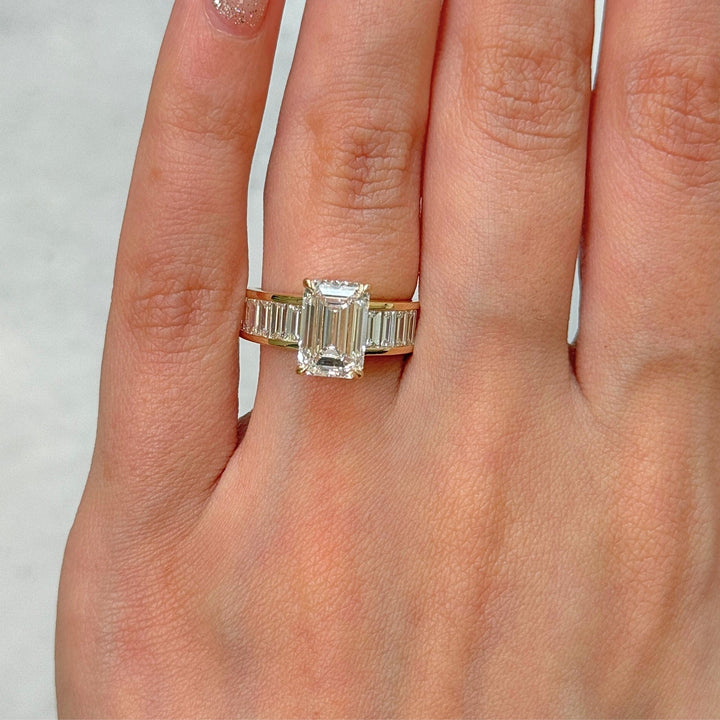 AGI Design Mady Radiant/Emerald Lab Created Diamond Engagement Ring