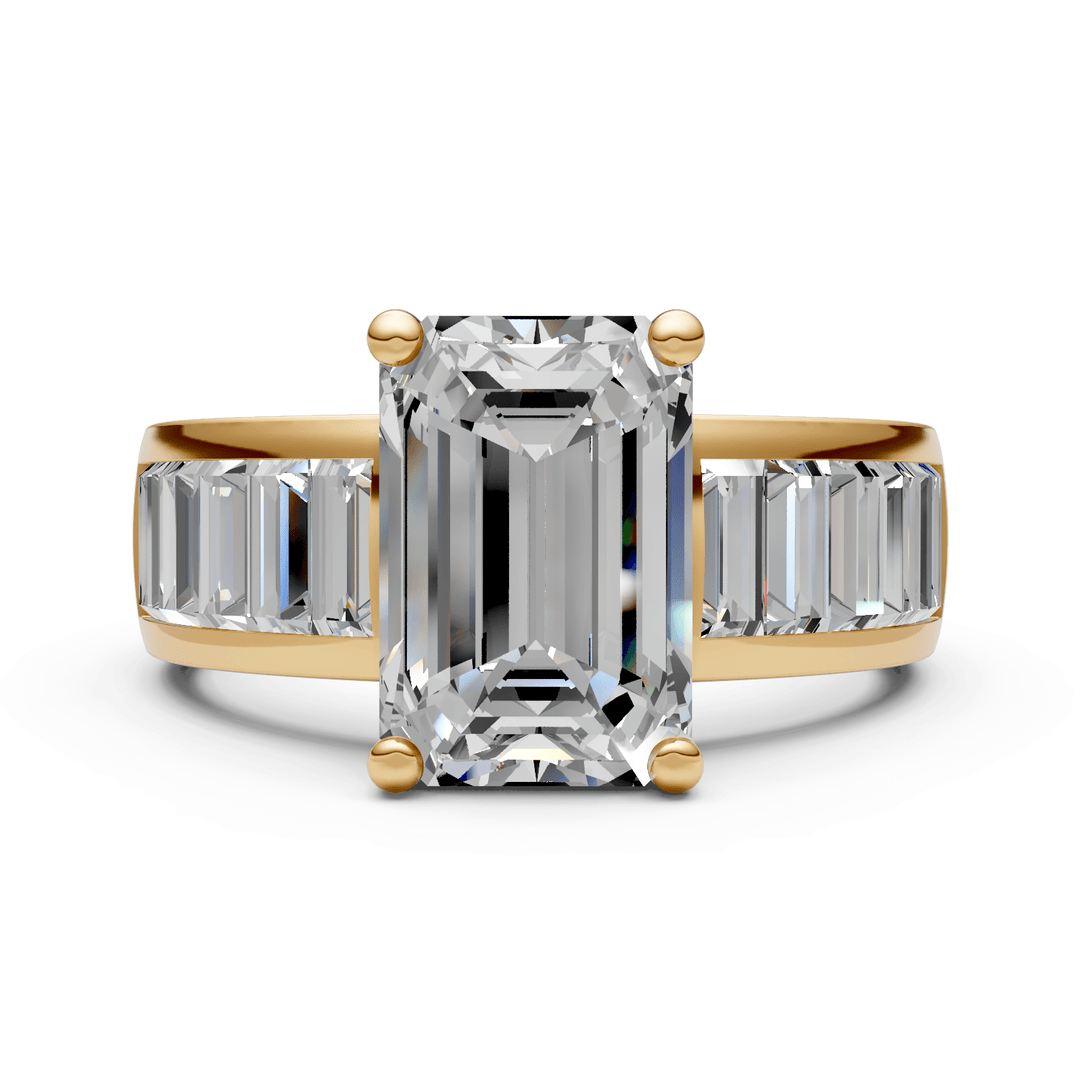 AGI Design Mady Radiant/Emerald Lab Created Diamond Engagement Ring