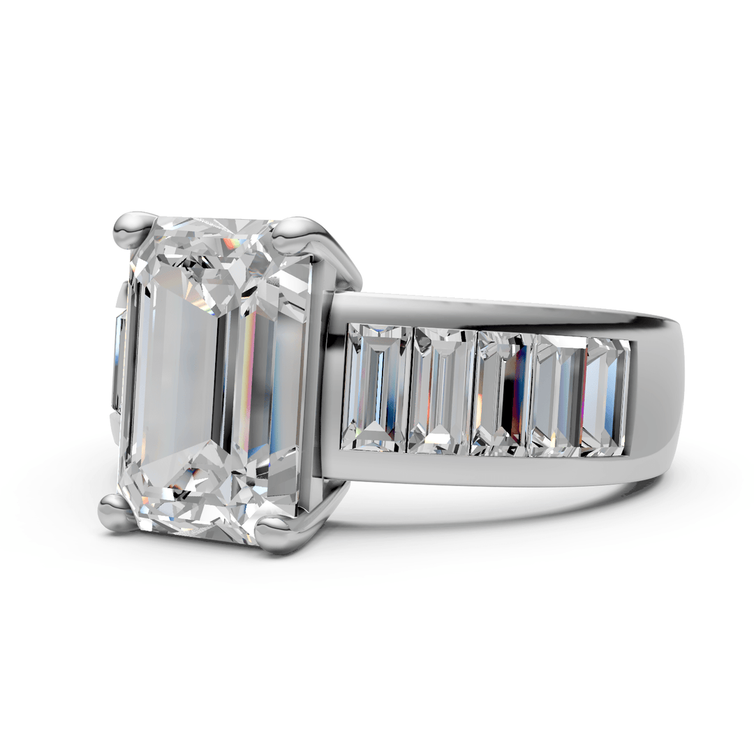 AGI Design Mady Radiant/Emerald Lab Created Diamond Engagement Ring