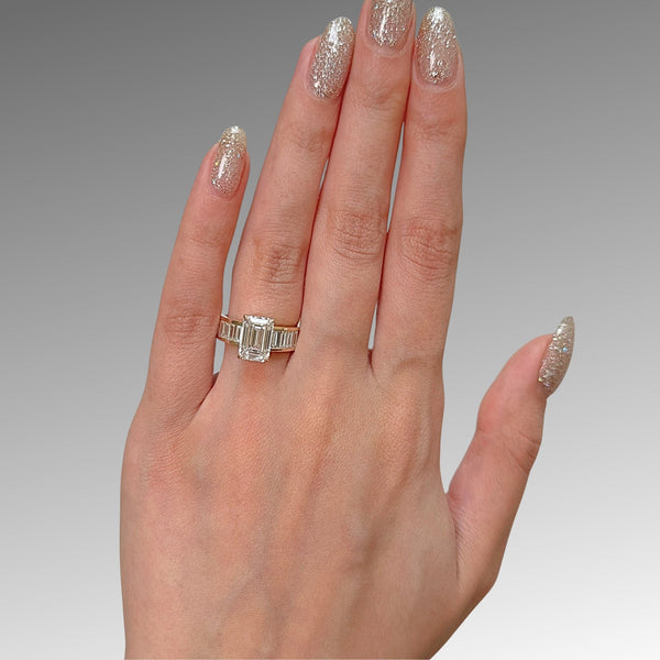 AGI Design Mady Radiant/Emerald Lab Created Diamond Engagement Ring