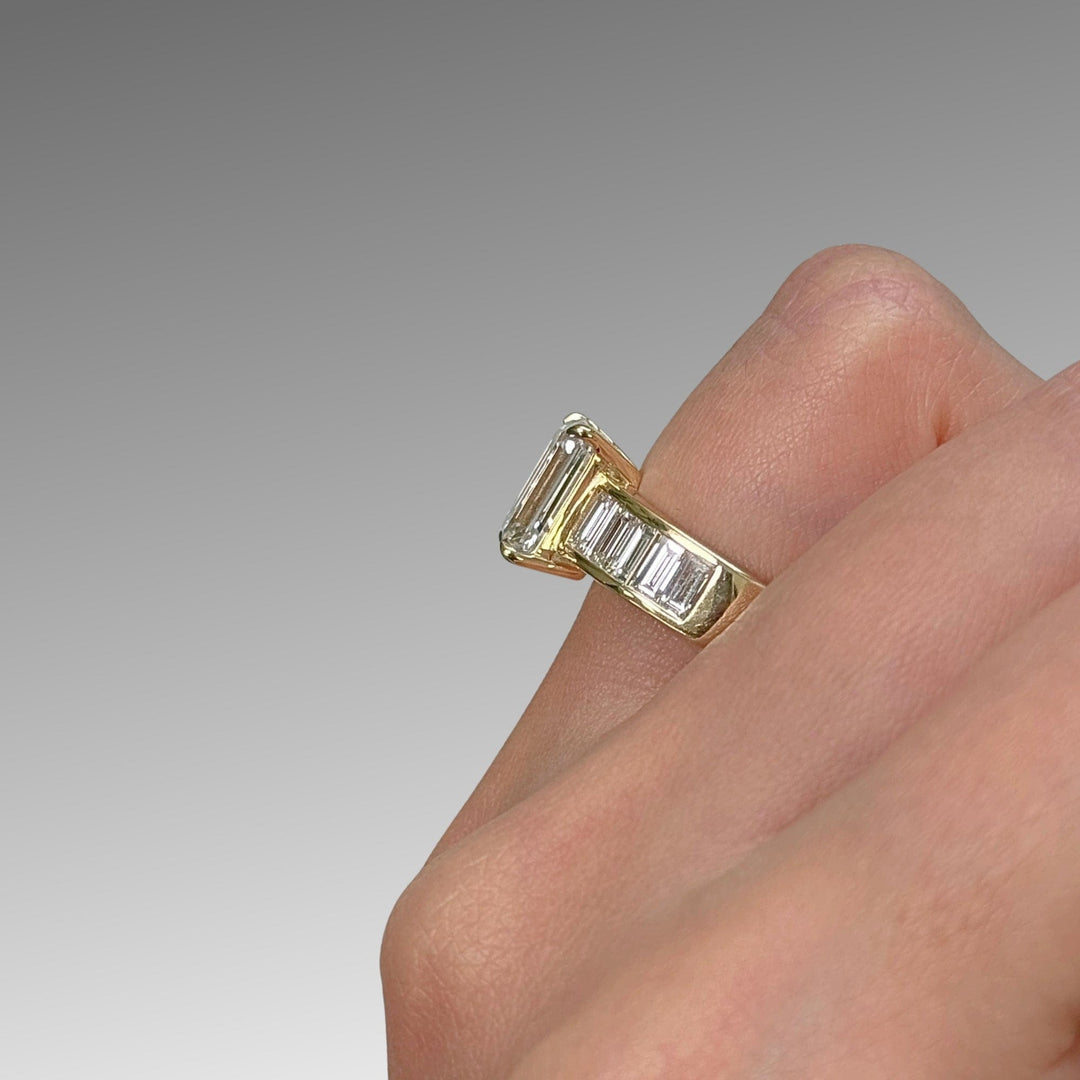 AGI Design Mady Radiant/Emerald Lab Created Diamond Engagement Ring