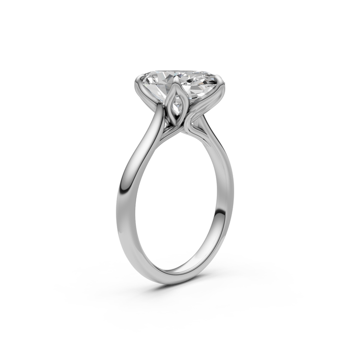 AGI Design Mary Oval Lab Created Diamond Tulip Engagement Ring