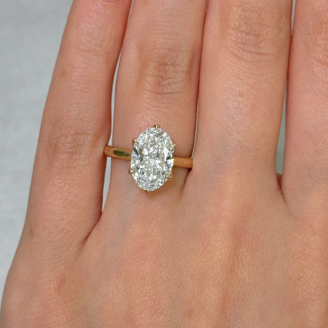 AGI Design Mary Oval Lab Created Diamond Tulip Engagement Ring