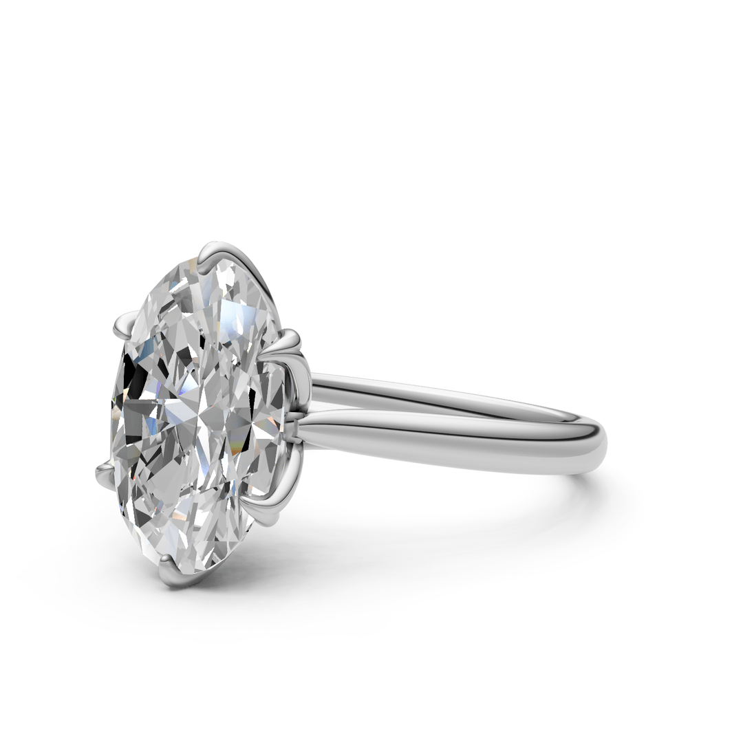 AGI Design Mary Oval Lab Created Diamond Tulip Engagement Ring
