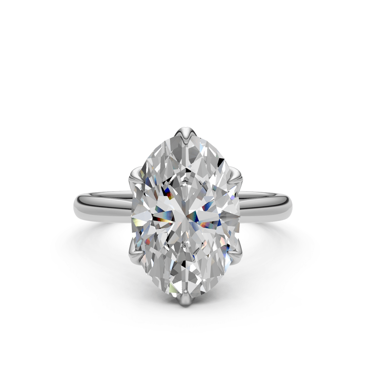 AGI Design Mary Oval Lab Created Diamond Tulip Engagement Ring