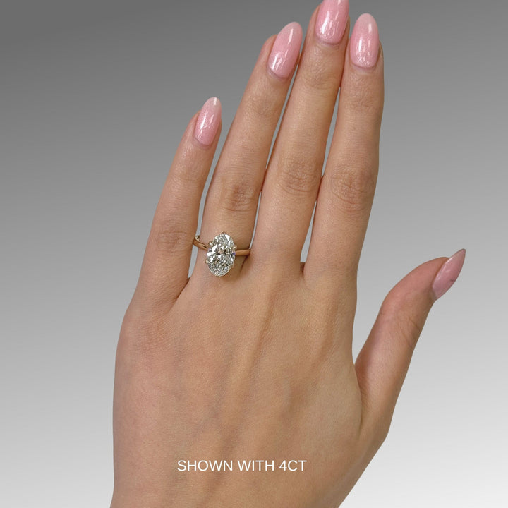 AGI Design Mary Oval Lab Created Diamond Tulip Engagement Ring