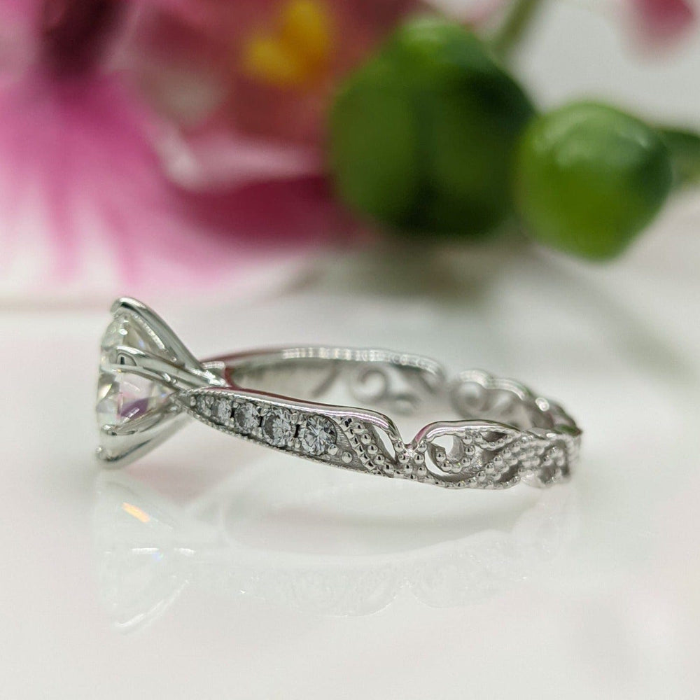 AGI Design Melody Round Lab Created Diamond Engagement Ring