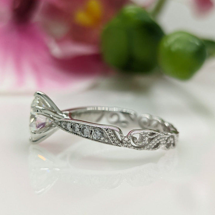 AGI Design Melody Round Lab Created Diamond Engagement Ring