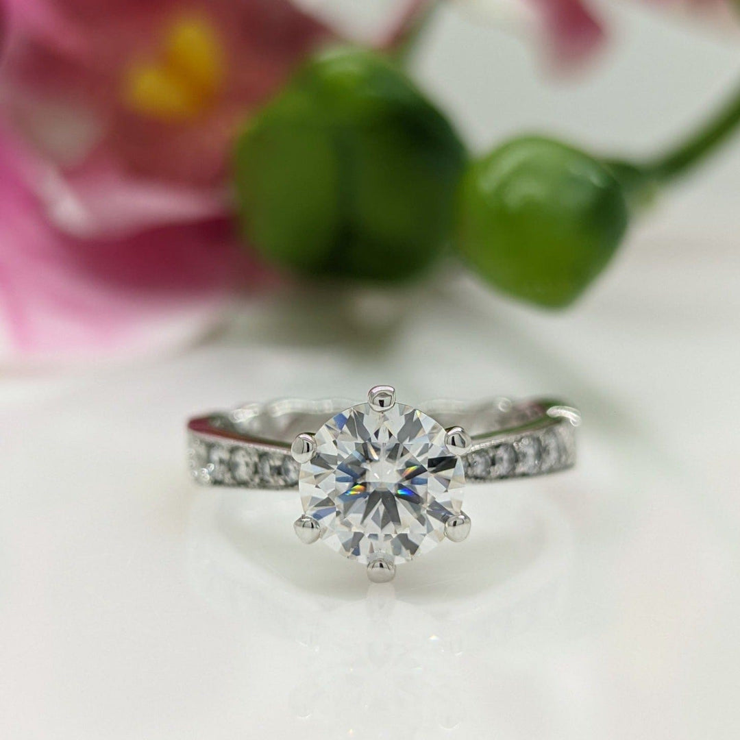 AGI Design Melody Round Lab Created Diamond Engagement Ring