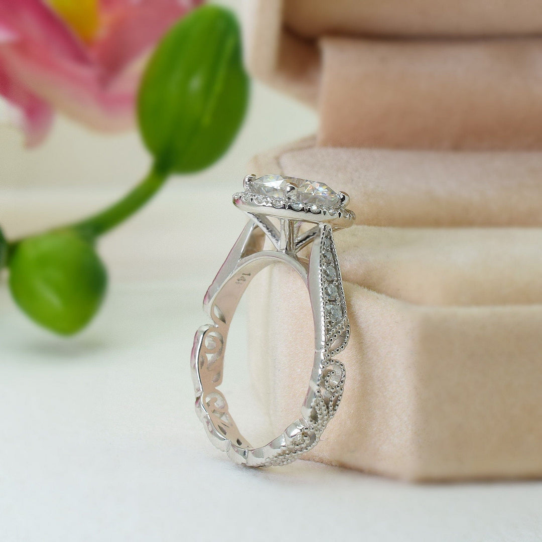 AGI Design Mila Round Lab Created Diamond Engagement Ring