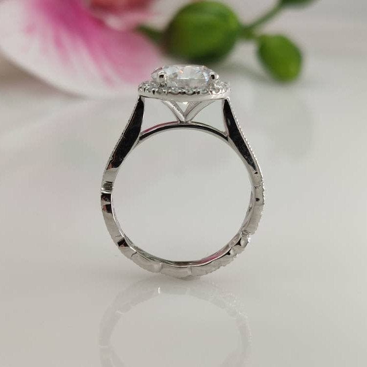 AGI Design Mila Round Lab Created Diamond Engagement Ring