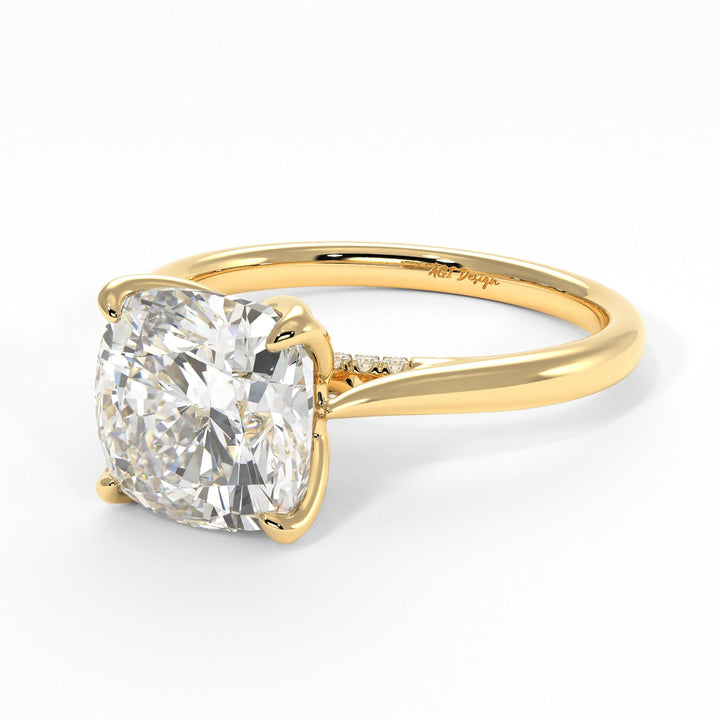 AGIDesignShop Nora Cushion Cut Moissanite Tulip Engagement Ring