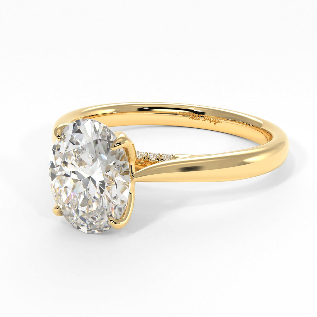 AGI Design Nora Oval Moissanite Tulip Engagement Ring