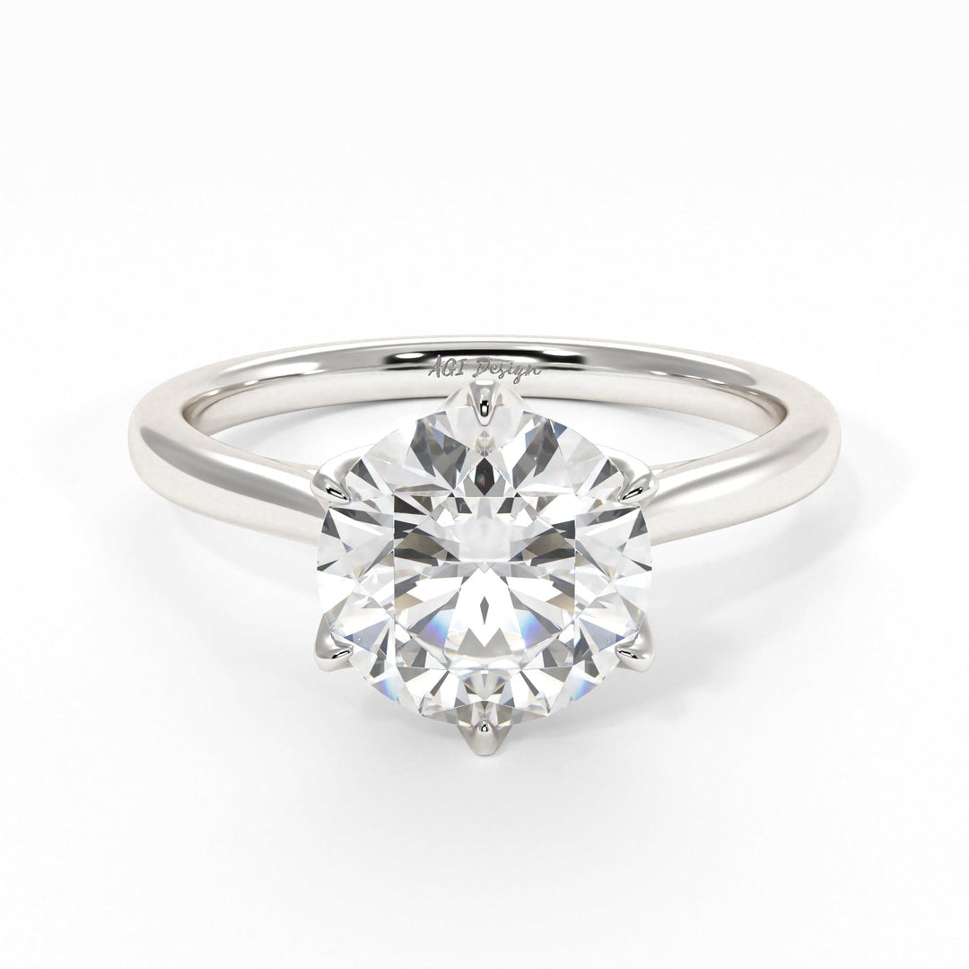 AGI Design Nora Round Lab Created Diamond Engagement Ring