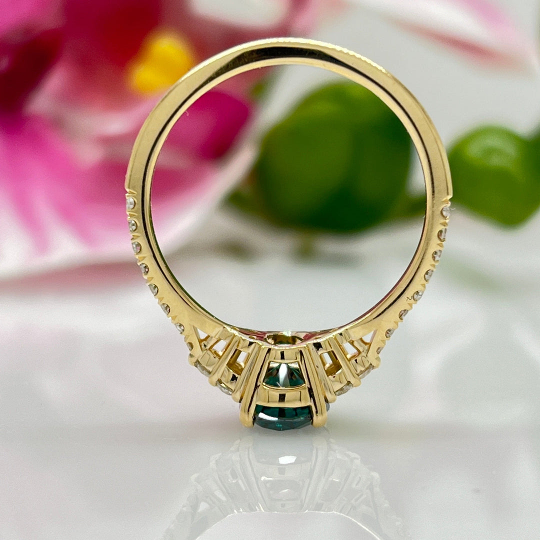 AGI Design Olivia Oval Green moissanite Engagement Ring