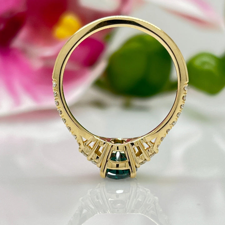 AGI Design Olivia Oval Green moissanite Engagement Ring