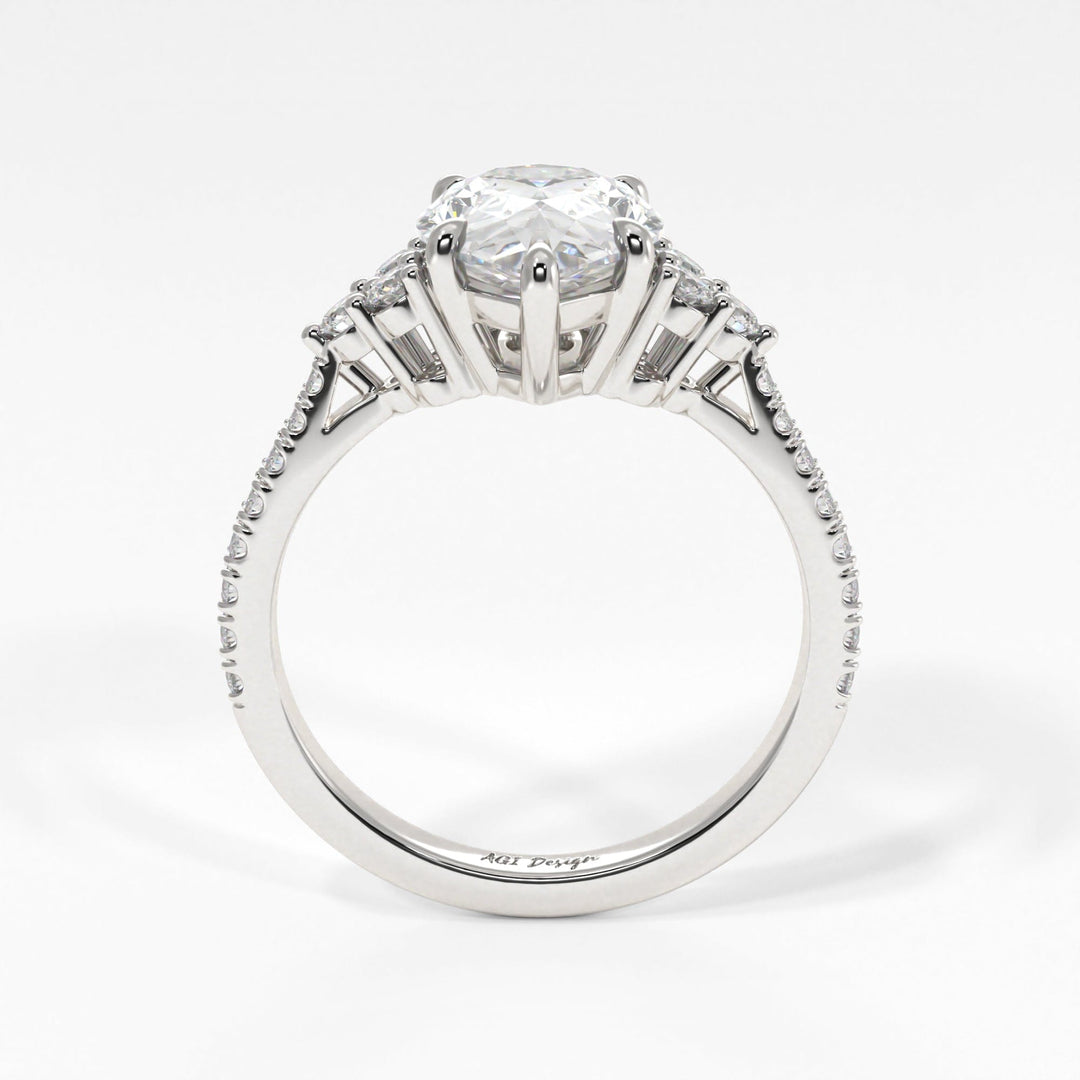AGI Design Olivia Pear Lab Created Diamond Engagement Ring