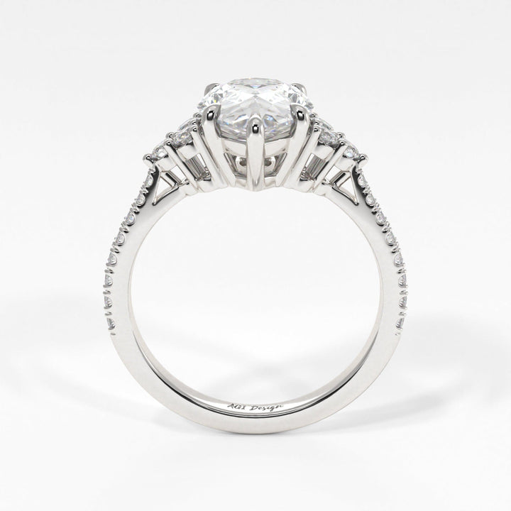 AGI Design Olivia Pear Lab Created Diamond Engagement Ring
