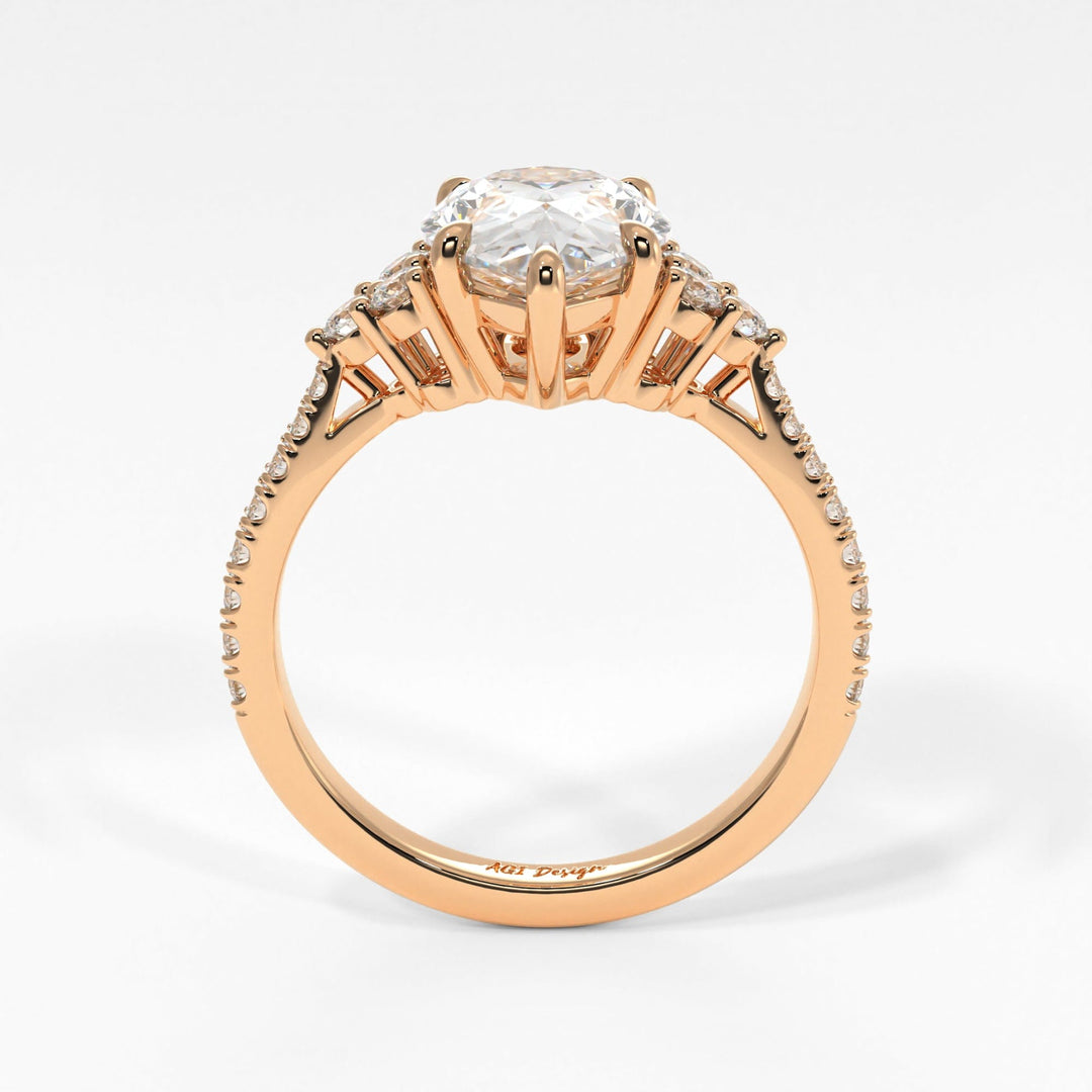 AGI Design Olivia Pear Lab Created Diamond Engagement Ring