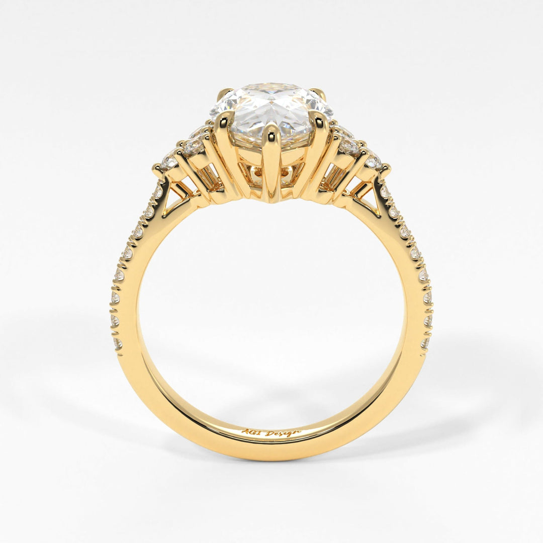 AGI Design Olivia Pear Lab Created Diamond Engagement Ring