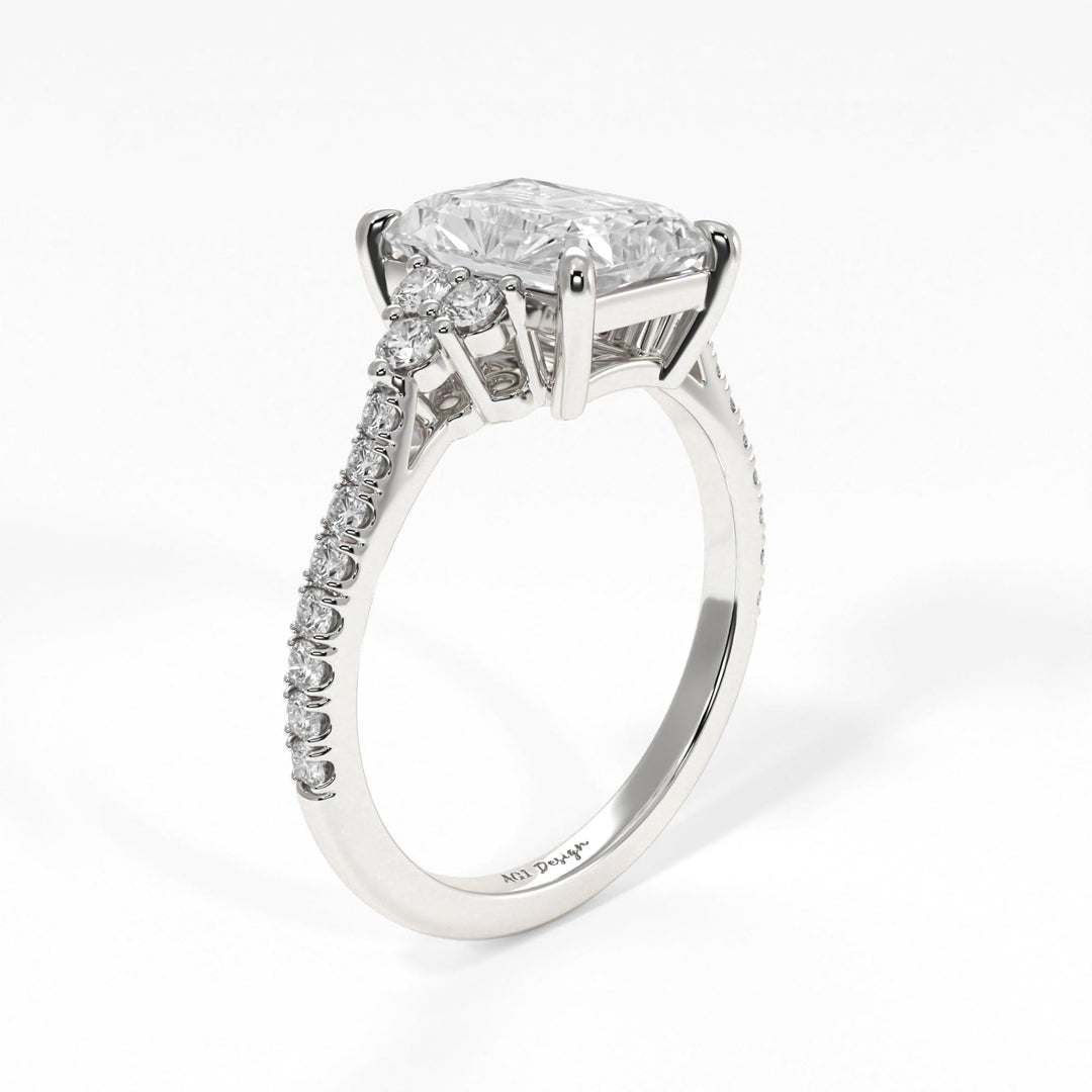 AGI Design Olivia Radiant/Emerald Lab Created Diamond Engagement Ring