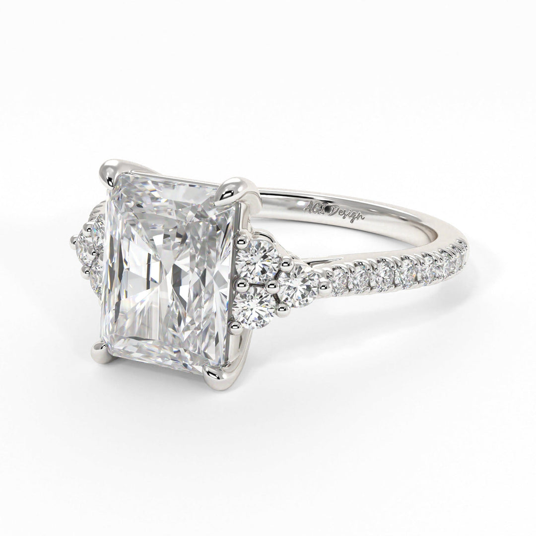 AGI Design Olivia Radiant/Emerald Lab Created Diamond Engagement Ring