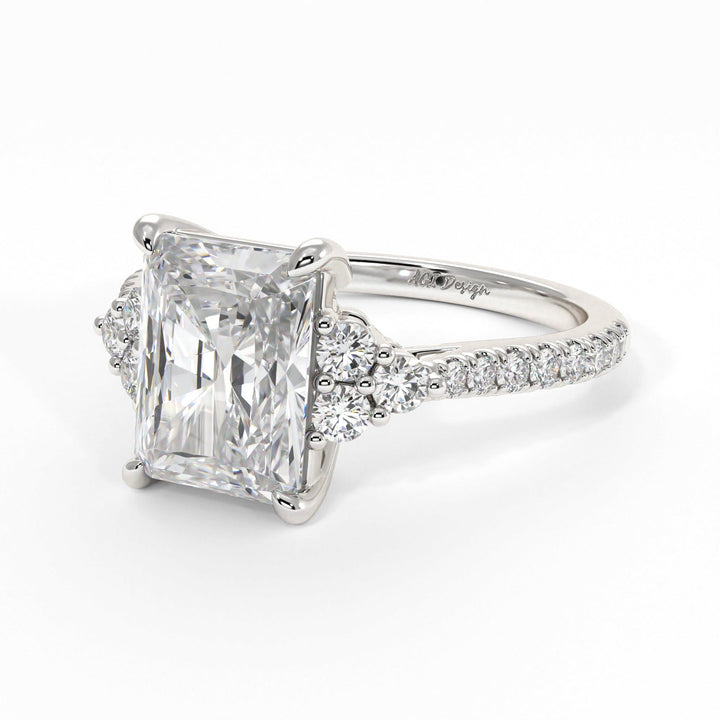 AGI Design Olivia Radiant/Emerald Lab Created Diamond Engagement Ring