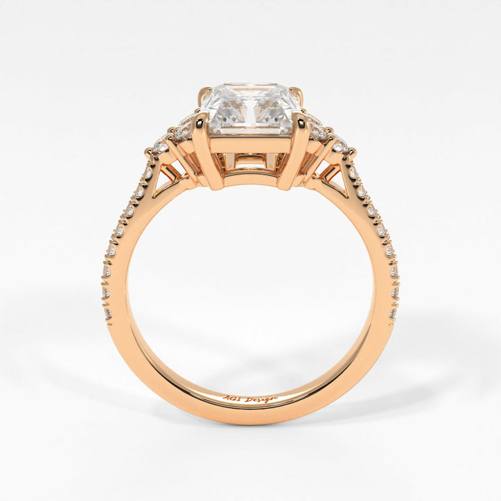 AGI Design Olivia Radiant/Emerald Lab Created Diamond Engagement Ring