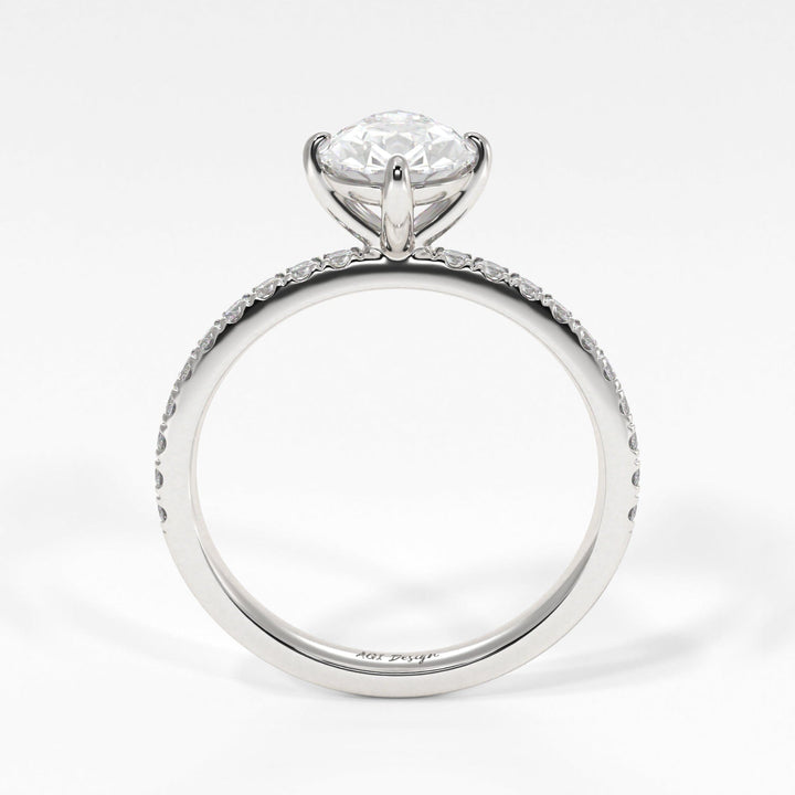 AGI Design Patricia Pear Lab Created Diamond Engagement Ring