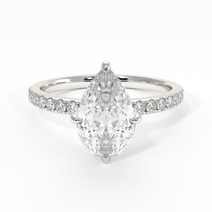 AGI Design Patricia Pear Lab Created Diamond Engagement Ring