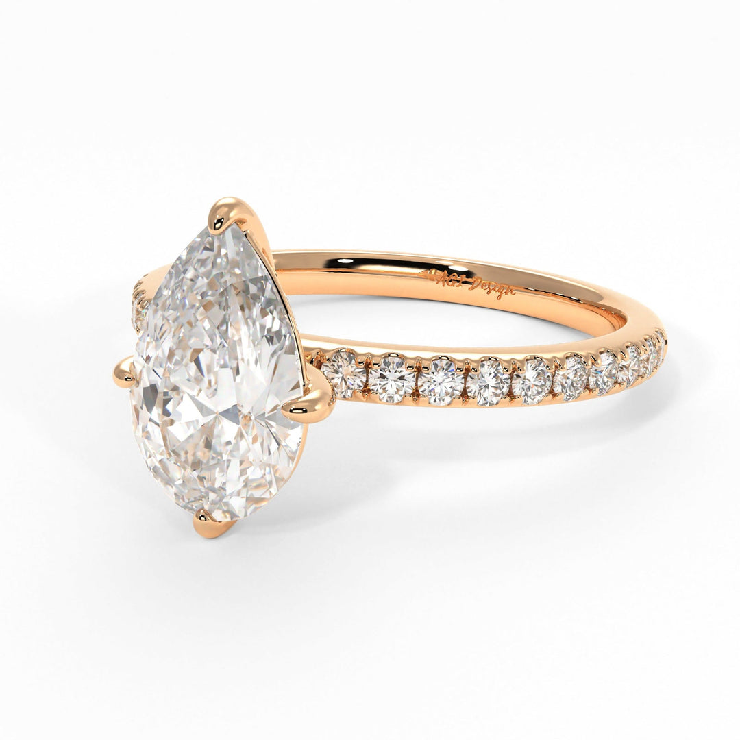 AGI Design Patricia Pear Lab Created Diamond Engagement Ring