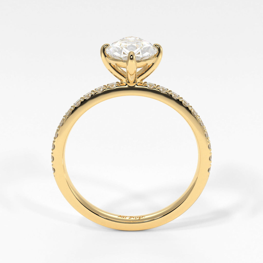 AGI Design Patricia Pear Lab Created Diamond Engagement Ring